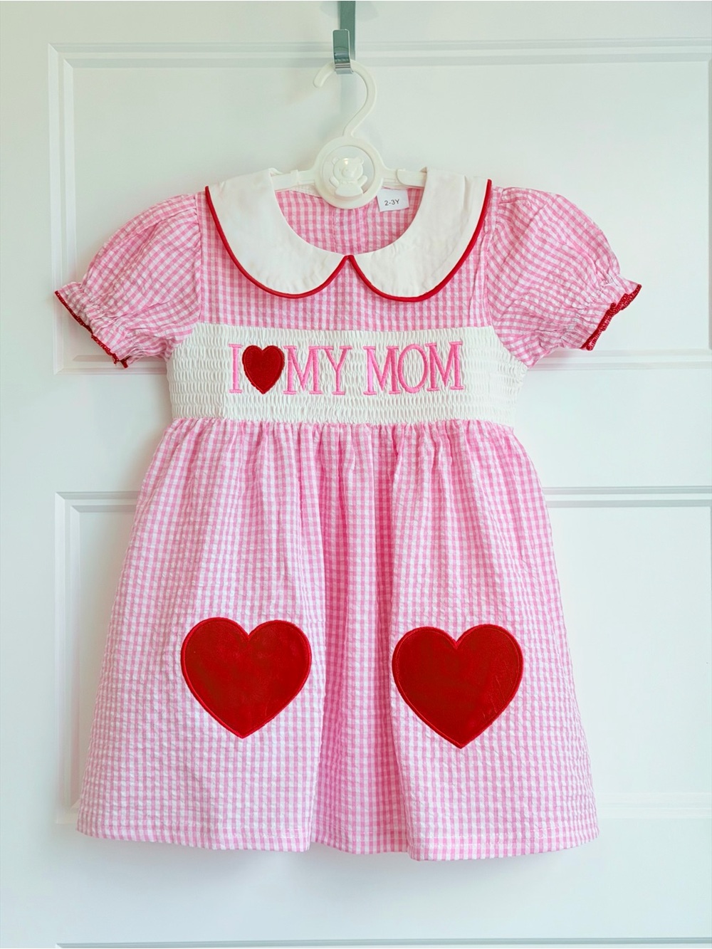 Girls Pink 'I ♥ My Mom' Heart Appliqué Dress
